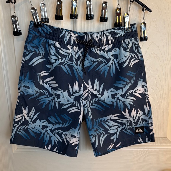 Quiksilver Men's Blue Leaf Print Swim Shorts - Picture 1 of 1